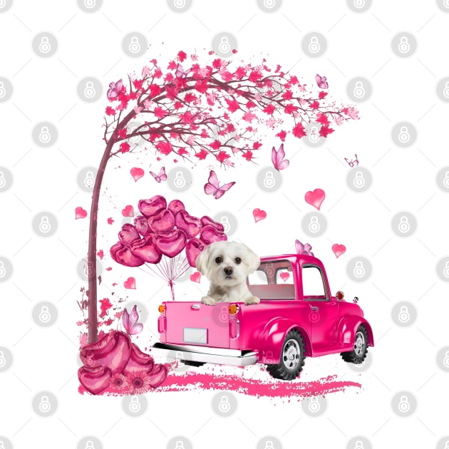 Valentine's Day Love Pickup Truck White Maltese by TATTOO project