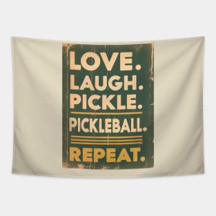 Love, laugh, pickle, pickleball, repeat. Vintage retro pickleball Tapestry