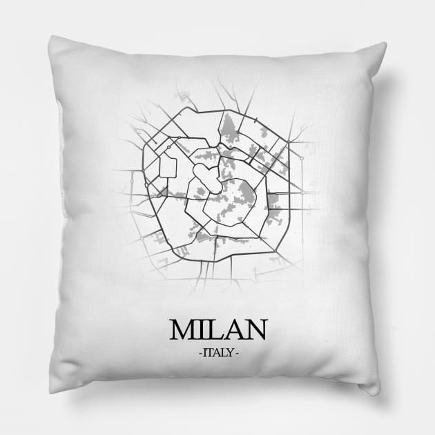 Milan City Map - Italy Cartography Pillow by SPAZE