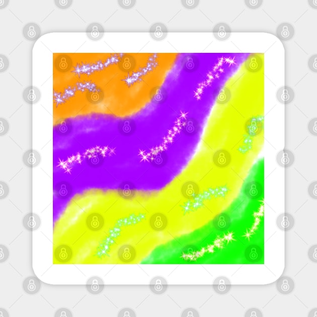 Green yellow purple orange watercolor abstract art Magnet by Artistic_st