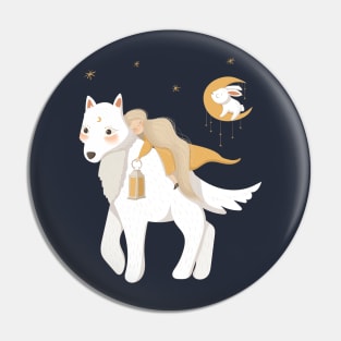 Wolf and girl Pin