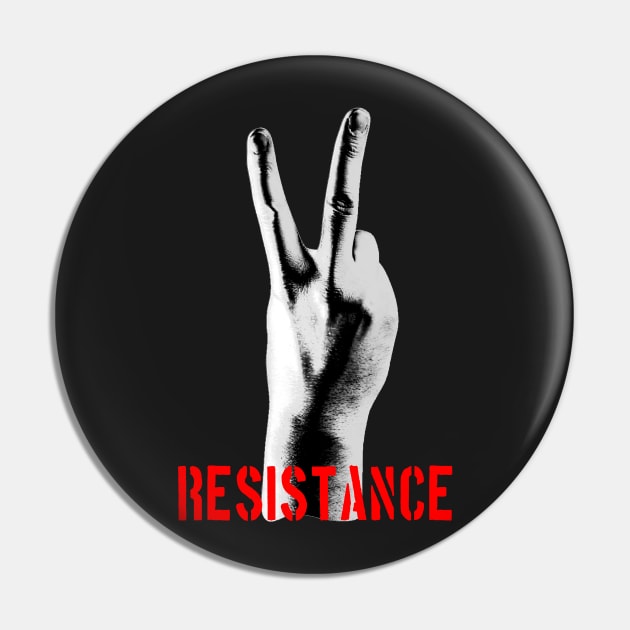 Resistance Two Fingers Pin by artpirate