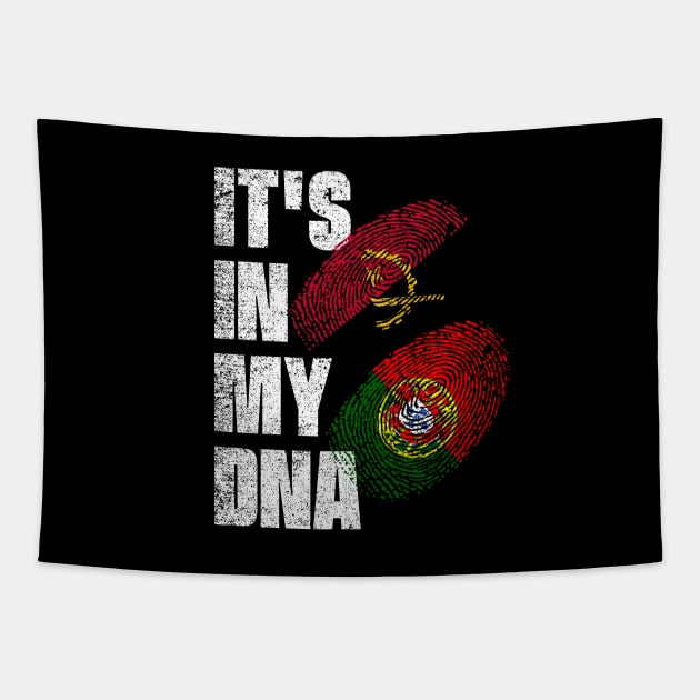 Angolan And Portuguese Mix DNA Flag Heritage Tapestry by simonStufios