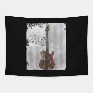 Telecaster With Rustic American Flag Background Tapestry