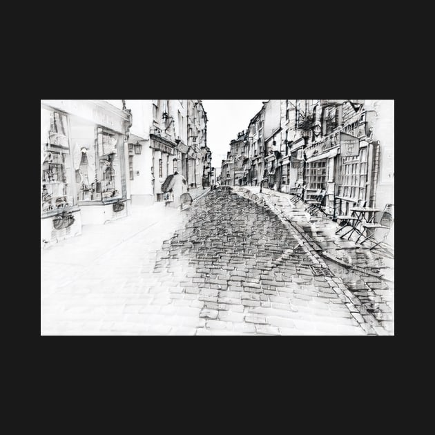 Cobbled street drawing of Whitby North Yorkshire by stuartchard