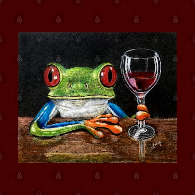 "Cabernet Frog" - Frogs After Five collection by GardenPartyArt