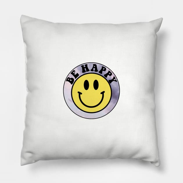 Be Happy Smiley Face Sky Pillow by lolsammy910