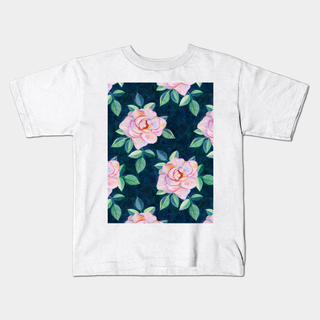 Simple Pink Rose Oil Painting Pattern Rose Kids T Shirt