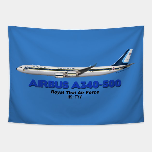 Airbus A340-500 - Royal Thai Air Force Tapestry by TheArtofFlying