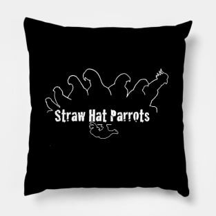 Straw Hat Parrots Outline White Pillow