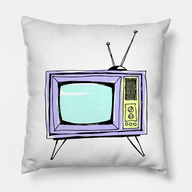 Cute 1970's Saturday Morning TV Pillow by callingtomorrow