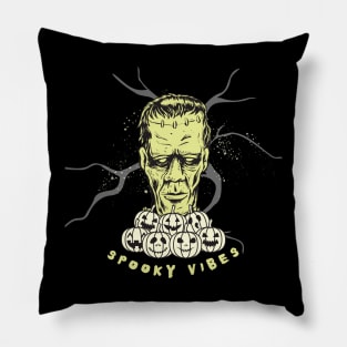 Spooky Vibes Frankenstein Halloween Pillow