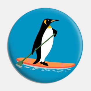 Penguin Paddleboarding Pin