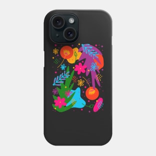Jewel Tone Flower Pattern Colorful Tropical Aesthetic Phone Case