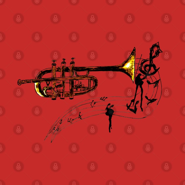 Trumpet with music notes by AnnArtshock