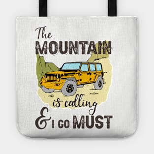 jeep drive in the mountains, new year eve, holiday, winter vacations, wilderness, camping, outdoor travel Tote