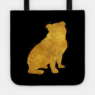 English Bulldog Puppy golden art Tote