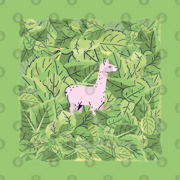 Alpaca in Leaves by I-LAYDA