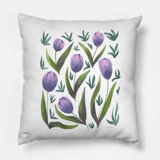 Tulip Garden Lavender and Blue Pillow