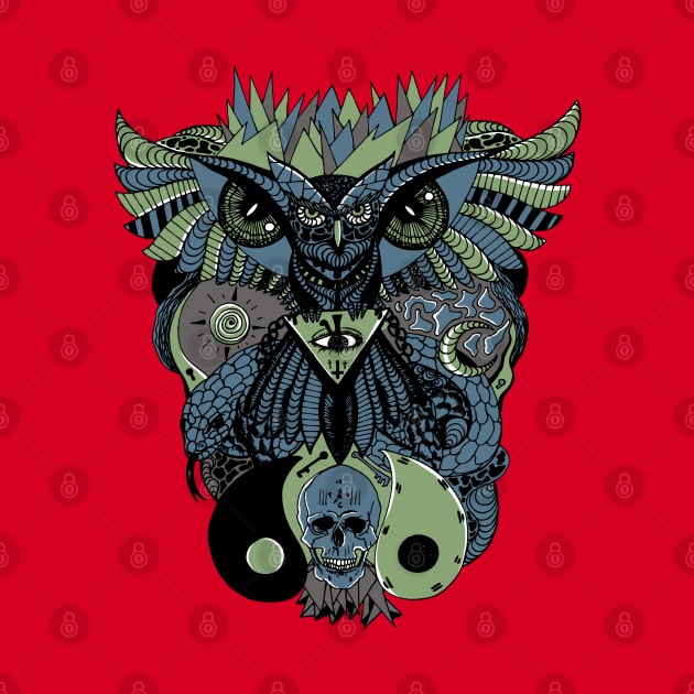 Mellow Cool Owl And Ageless Skull by kenallouis