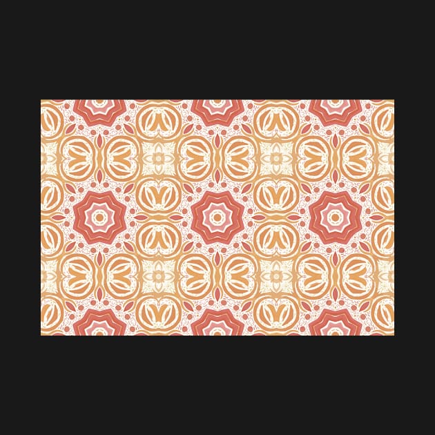 Bohemian Coral Watercolor Tile Pattern by gloobella