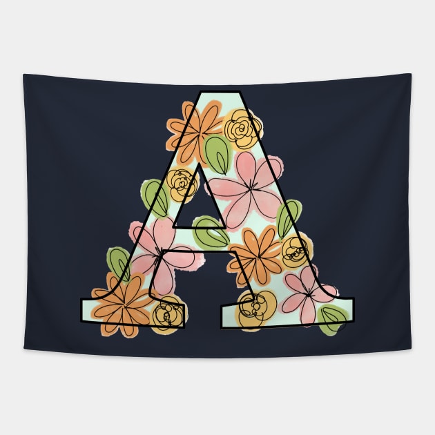 Floral Letter 'A' Tapestry by Gold Star Creative