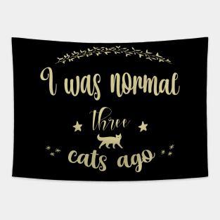 I Was Normal Three Cats Ago Retro Sunset Vintage Tapestry