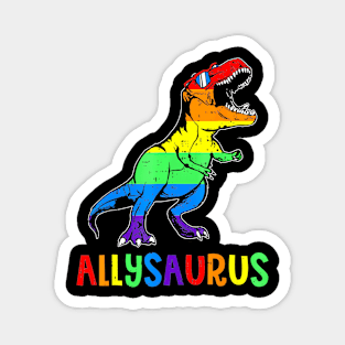 Allysaurus Lgbt Dinosaur Rainbow Flag Ally Lgbt Pride Magnet