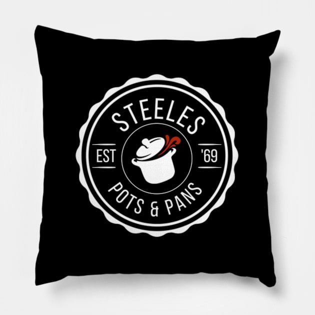 STEELES POTS AND PANS Pillow by DarkStile