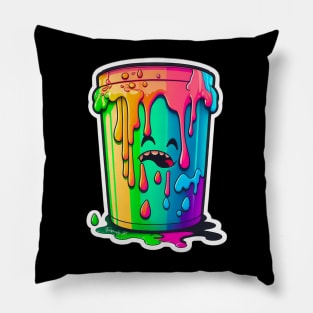 Colorful Slime Trash Can Sticker #5 Pillow