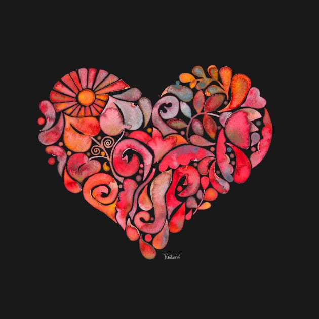 Doodle heart red by RanitasArt