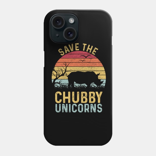 Save The Chubby Unicorns Vintage Funny Rhino Phone Case by DragonTees