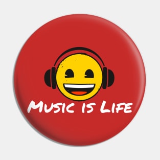 Music is Life emoji Tee Pin