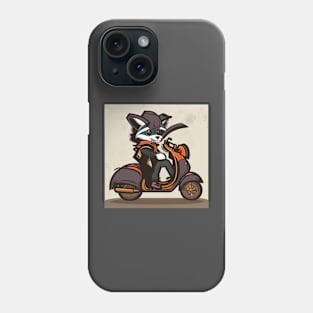 A steampunk fox fursona with boots sitting on a vespa moped Phone Case