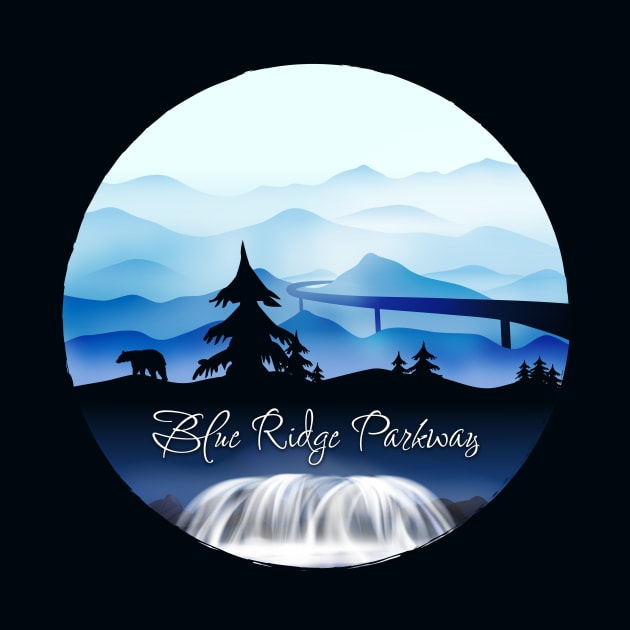 Blue Ridge Parkway - Black Bear - Blue 28 by AVL Merch