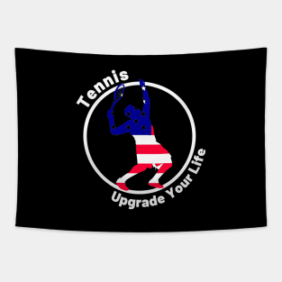 US Open Tennis USA Flag Silhouette Tapestry