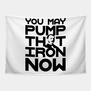 Pump the iron bodybuilding fitness gift shirt Tapestry