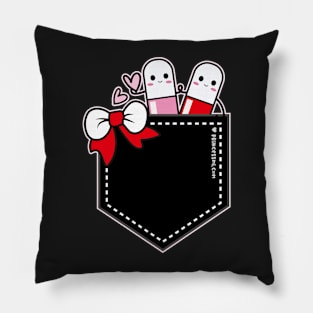 cute pills in pocket cartoon Pillow