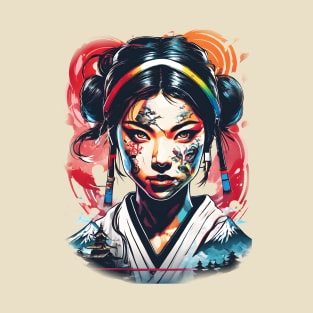 samurai girl looking straight ahead T-Shirt