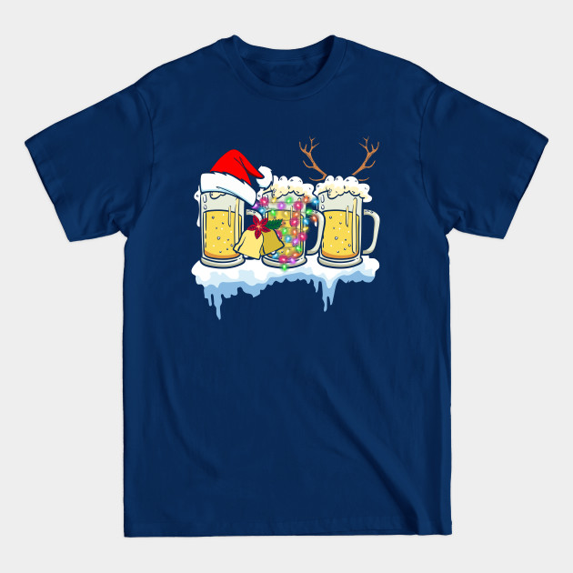 Disover Three Glass of Beer Drinking Christmas Gifts For Men Women - Beer Christmas - T-Shirt