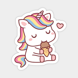 Cute Unicorn Loves Ice Cream Magnet