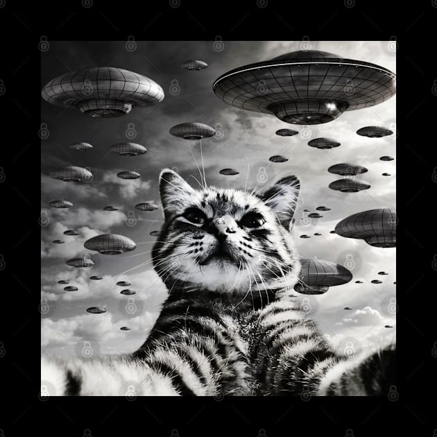 Selfie of Funny Cat And Aliens UFO 2 by Megadorim