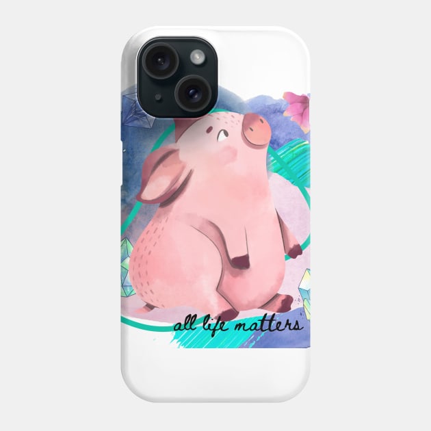 Cute Piglet and Flower Phone Case by Nixart