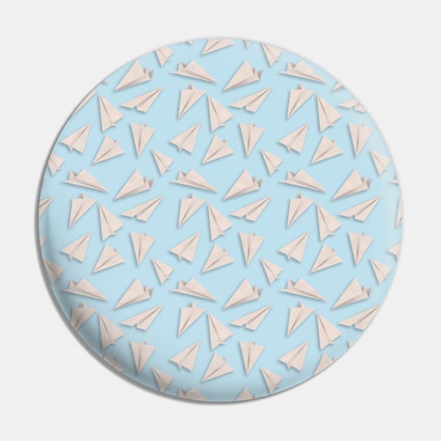 Paper Planes Pattern | White Blue Pin by DrawingEggen