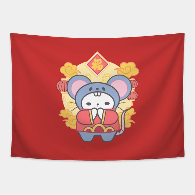 Squeaky Prosperity: Mouse Chinese Zodiac Tapestry by LoppiTokki