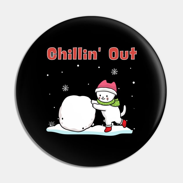 Chillin' Out - Cute Kitten Playing With Snowball Pin by Bro Aesthetics