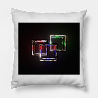 Three Floating Colorful Wireframe Cubes Design Pillow