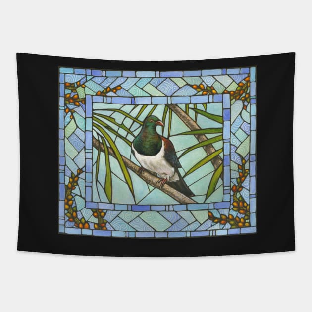 Kereru Mosaic Tapestry by AprilAppleArt