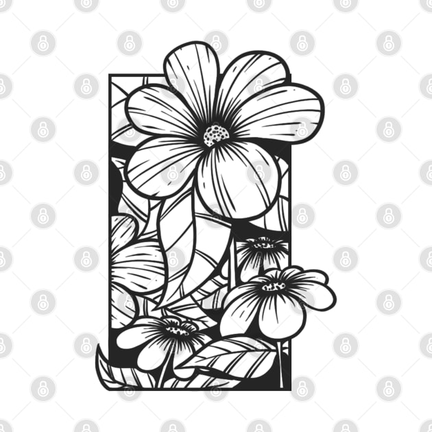 Black and white flower doodle illustration by Wahyuwm48