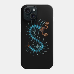 Orange and Blue Centipede Art Phone Case